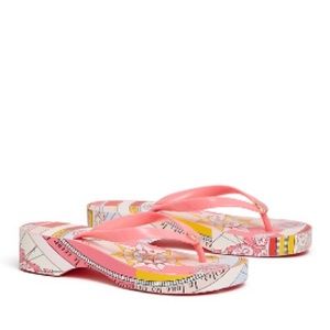 Tory Burch Flip Flop Cut Out Wedge Platform Pink Paradise Constellation PVC